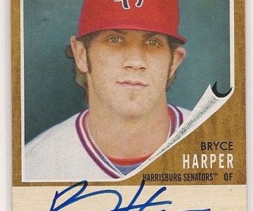 The first 2011 Topps Heritage Minor League Bryce Harper Autograph has landed on eBay and the card looks to be as advertised based on all of the sell sheet photos....